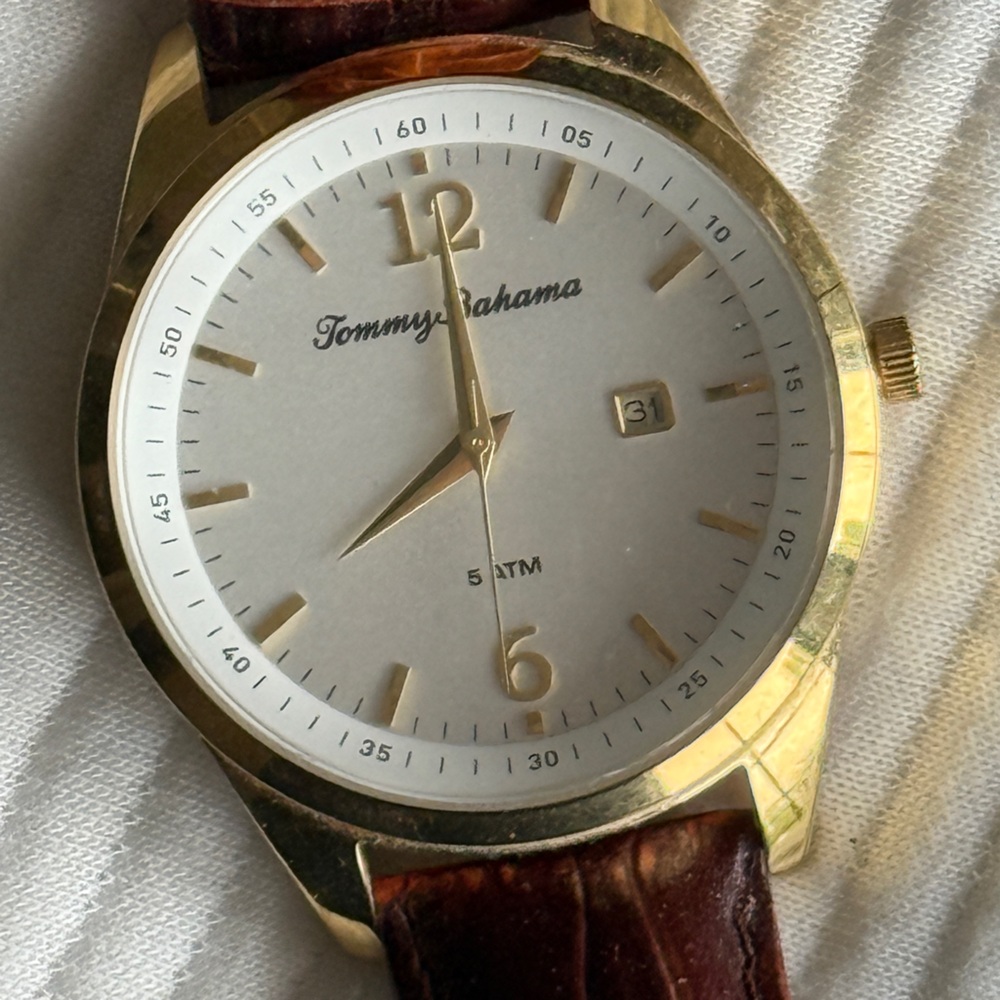 Tommy Bahama Gold and Brown Men's Watch